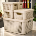 Kit 5 Caixas Organizadoras com Tampa Cesto Grande de Plástico 2 Litros 4,5 Litros 17 Litros