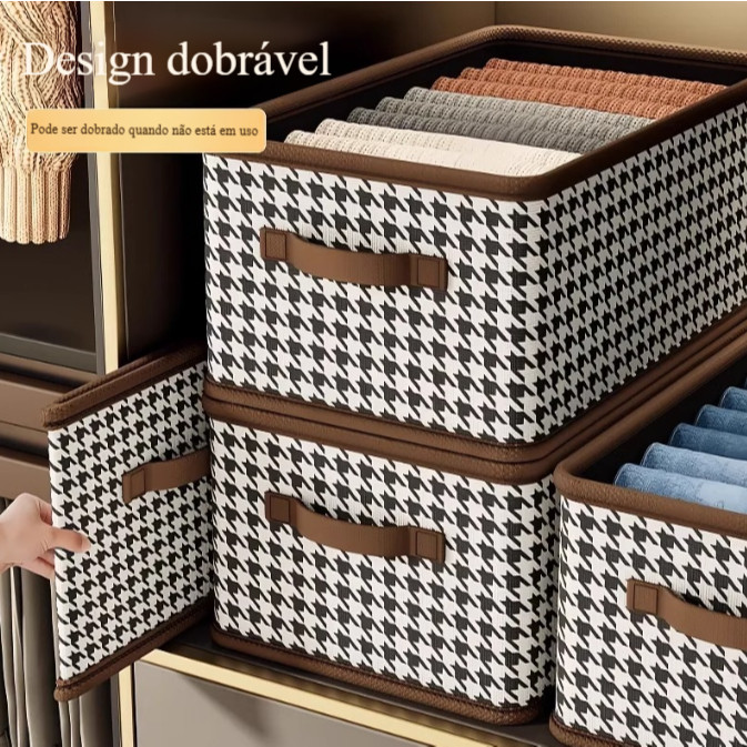 Kit 3 Caixas De Armazenamento De Roupas Com Grade Dobrável Multiuso Estampa Zebra